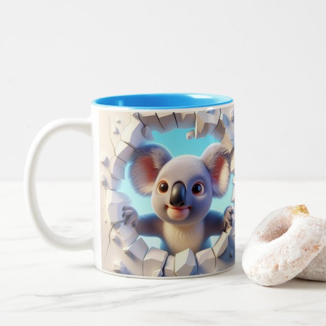 Taza Bicolor Bebé 3D Cute Koala Café caliente Animales (Con donut)