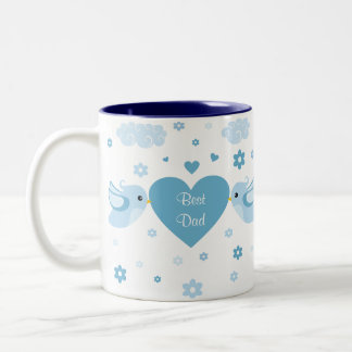 Taza Bicolor Bebé azul del corazón de los pájaros del amor