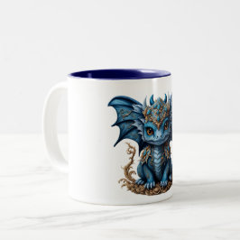 Taza Bicolor Bebé azul Dragón con dos tonos