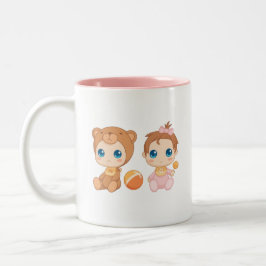 Taza Bicolor Bebé Chica Twins Traje de oso