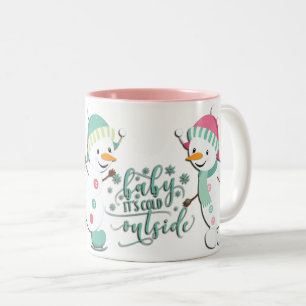 Taza Bicolor Bebé con Snowmen frío