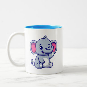 Taza Bicolor Bebé elefante lindo sentado dibujo animado-23800