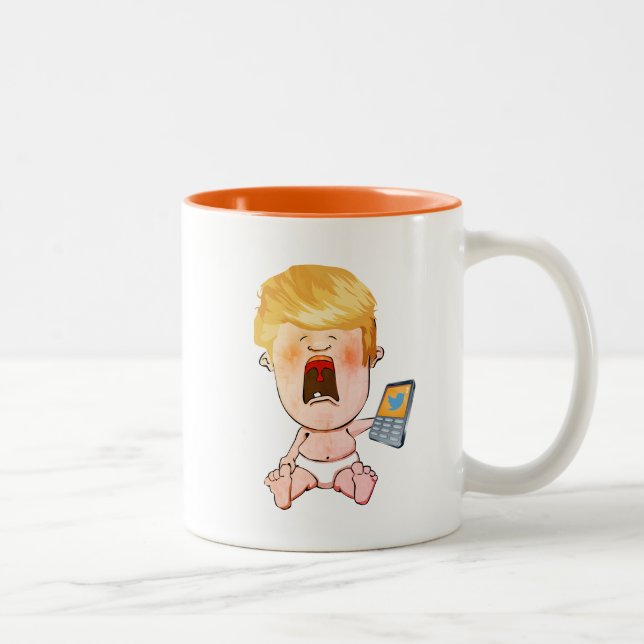 Taza Bicolor Bebé gritador de Donald Trump (Derecha)