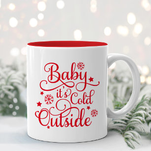 Taza Bicolor Bebé hace frío afuera guión rojo