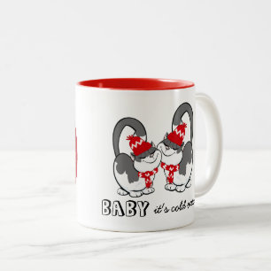 Taza Bicolor Bebé, hace frío afuera. Navidades personalizados