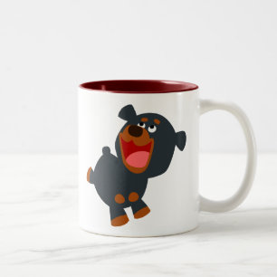 Taza Bicolor Bebé juguetón lindo Rottweiler del dibujo animad