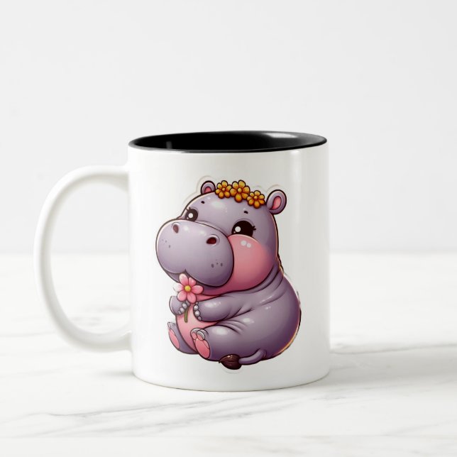 Taza Bicolor Bebé lindo Hippo Mug (Izquierda)