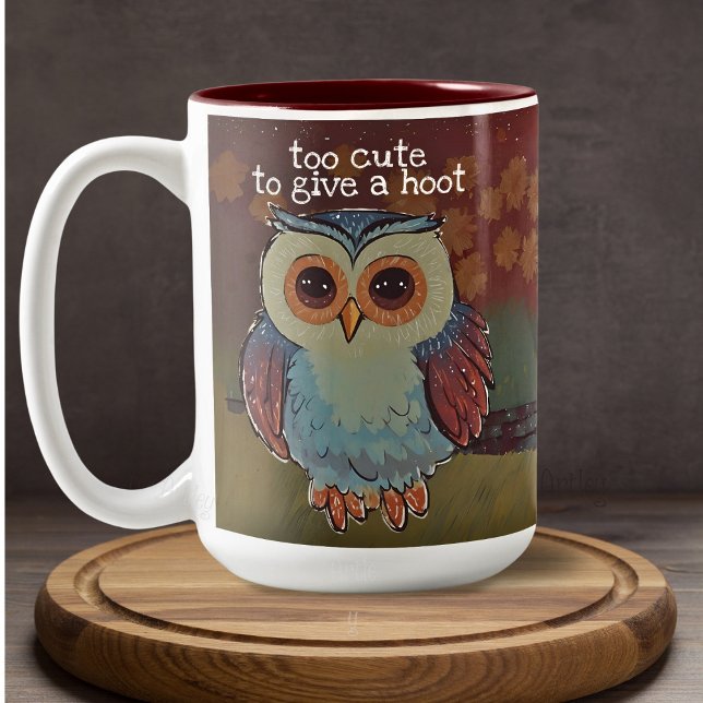 Taza Bicolor Bebé lindo Lechuza Pintura Folk (Subido por el creador)