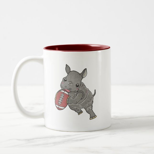 Taza Bicolor Bebé lindo Rinoceronte americano nombre de fútbol  (Izquierda)
