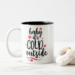 Taza Bicolor Bebé negro rojo es navidad exterior frío