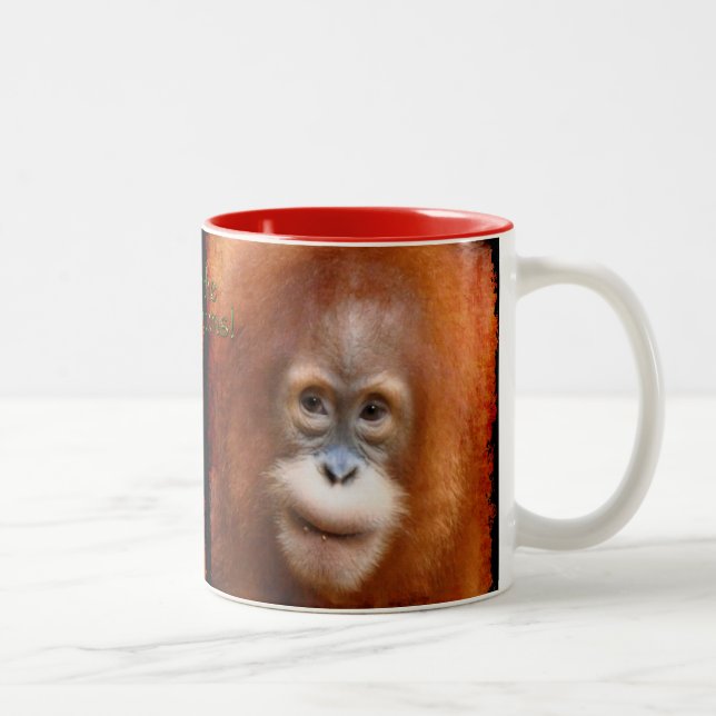 Taza Bicolor Bebé Orangutan Photo Coffee Mug (Derecha)