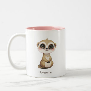 Taza Bicolor Bebé suricata lindo y texto personalizado