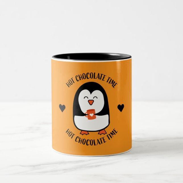 Taza Bicolor Bebedor de chocolate caliente pingüino (Centro)