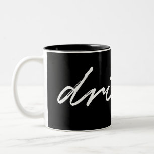 Taza Bicolor "Beber" con escritura Minimalista en blanco y negr