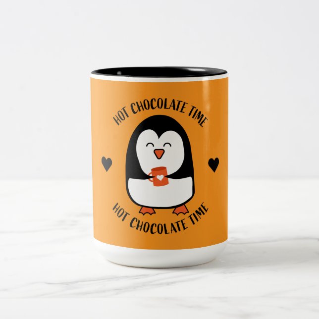 Taza Bicolor Beber pingüino de chocolate caliente (Centro)