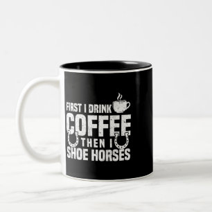 Taza Bicolor Bebida de caballo Café zapato Caballos divertidos