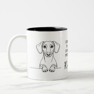 Taza Bicolor Bebida Divertida Café & Acaricia a Mi Perro Dachsh