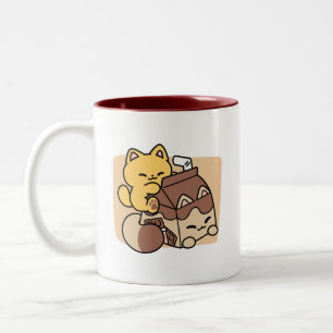 Taza Bicolor Bebiendo Leche de Chocolate en la Felicidad – Comi