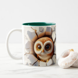 Taza Bicolor Bechuza Cacao Caliente 3D Café Animales