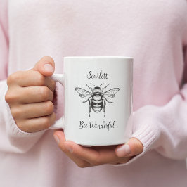 Taza Bicolor Bee de miel blanco negro personaliza el tazón del