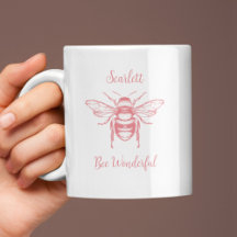 Bee de miel Blanco rosado Personaliza Café Mug