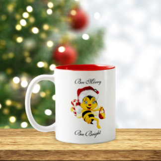 Taza Bicolor Bee Merry Christmas Personalizado