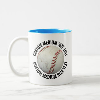 Taza Bicolor Béisbol & Texto Mediano AZUL CLARO 11oz Personaliz