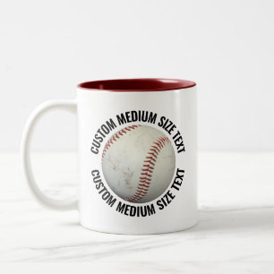 Taza Bicolor Béisbol & Texto Mediano MARRÓN 11oz Personalizado