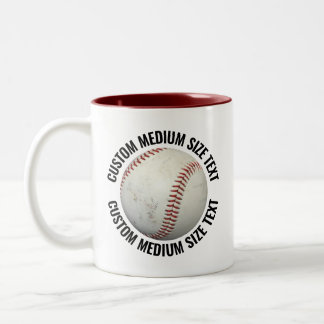 Taza Bicolor Béisbol & Texto Mediano MARRÓN 11oz Personalizado