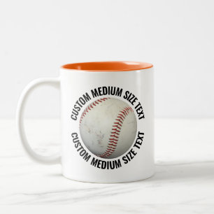 Taza Bicolor Béisbol & Texto Mediano NARANJA 11oz Personalizado