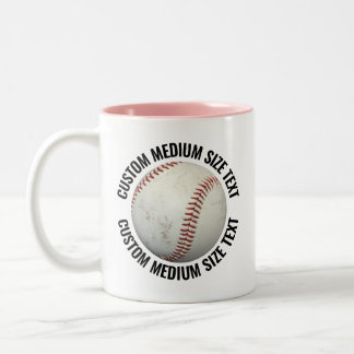 Taza Bicolor Béisbol & Texto Mediano PINK 11oz Personalizado