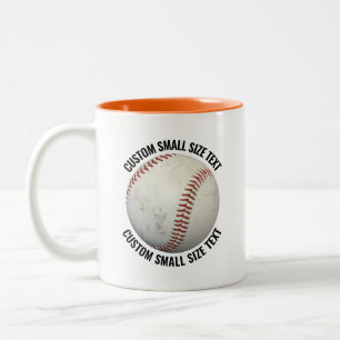 Taza Bicolor Béisbol & Texto Pequeño NARANJA 11oz Personalizado