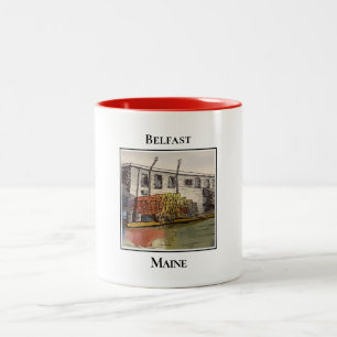 Taza Bicolor Belfast Maine, zona de pesca portuaria