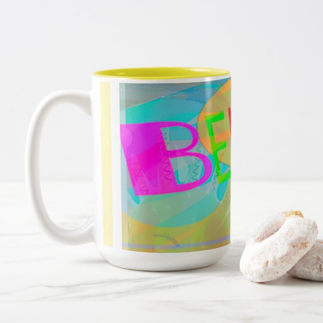 Taza Bicolor Believe Typograghy (Con donut)