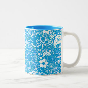 Taza Bicolor Bellas botánicas café azul claro Mug