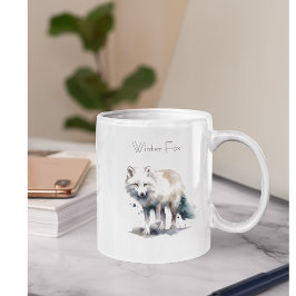 Taza Bicolor Belleza Ártica: Zorro de invierno personalizado