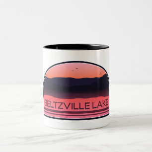 Taza Bicolor Beltzville Lake Pennsylvania Red Sunrise
