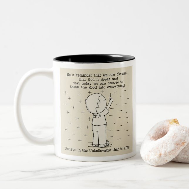 Taza Bicolor Bendecido positivamente (Con donut)