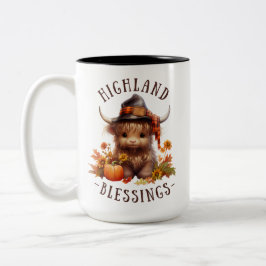 Taza Bicolor Bendiciones de Acción de Gracias de Cute Highland