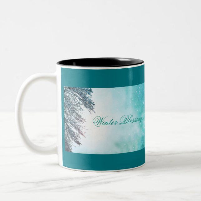 Taza Bicolor "Bendiciones invernales" de sol y nieve (Izquierda)