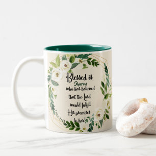 Taza Bicolor Bendita Es La Que Creyó En Nombre Cristiano