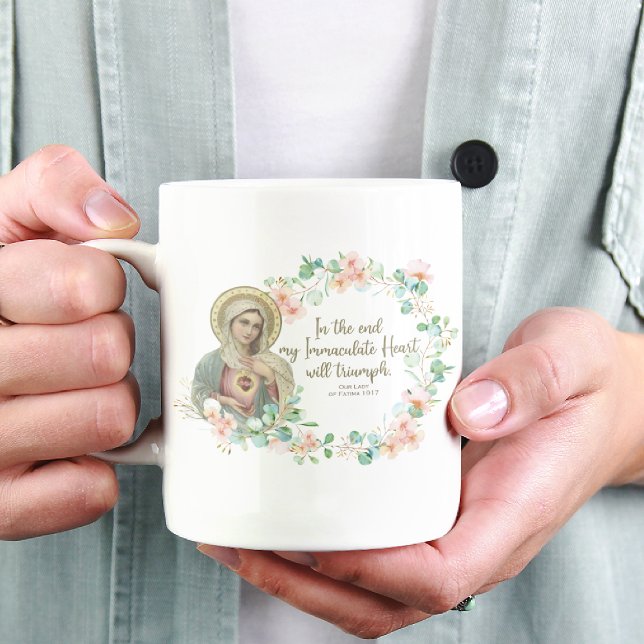 Taza Bicolor Bendita Virgen María Fátima Católica Religiosa (Subido por el creador)