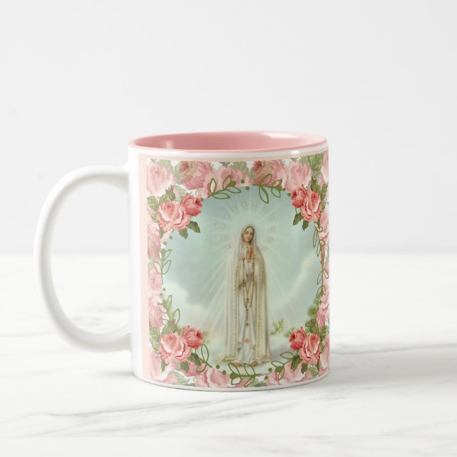 Taza Bicolor Bendita Virgen María Nuestra Señora de Fátima (Izquierda)
