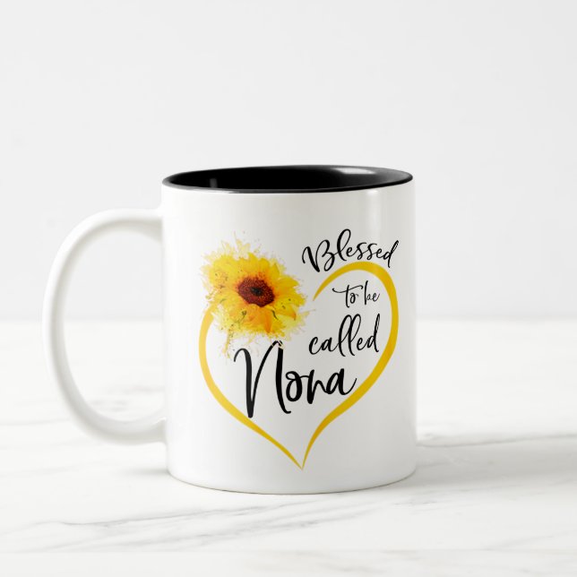 Taza Bicolor Bendito ser llamado nona regalos de girasol (Izquierda)