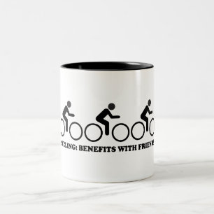Taza Bicolor Beneficios del Ciclismo con Amigos