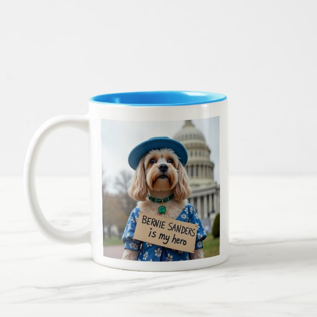 Taza Bicolor Bernie Sanders Es Mi Héroe (Izquierda)