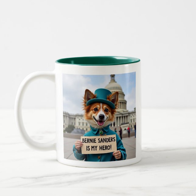 Taza Bicolor Bernie Sanders Es Mi Héroe (Izquierda)