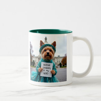 Taza Bicolor Bernie Sanders es mi héroe, perro adorado
