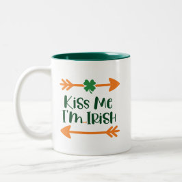 Taza Bicolor Bésame No soy irlandés Gracioso Paddy bebiendo taz