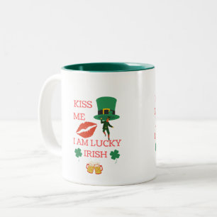 Taza Bicolor Bésame, tengo suerte de irlandés hoy.
